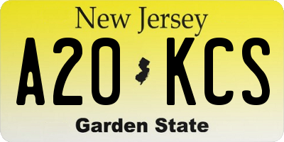 NJ license plate A20KCS