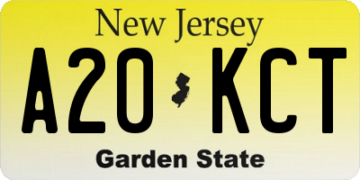NJ license plate A20KCT