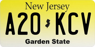 NJ license plate A20KCV