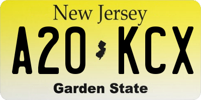NJ license plate A20KCX
