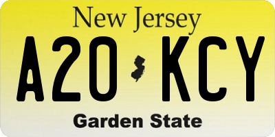 NJ license plate A20KCY