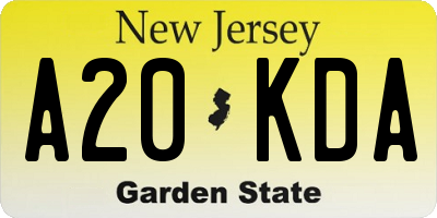 NJ license plate A20KDA