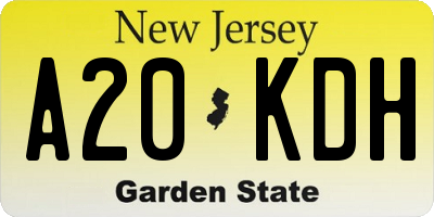 NJ license plate A20KDH