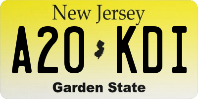 NJ license plate A20KDI