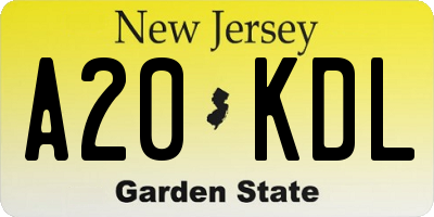 NJ license plate A20KDL