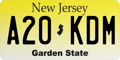NJ license plate A20KDM