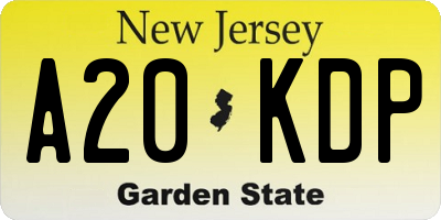 NJ license plate A20KDP