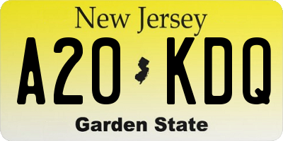 NJ license plate A20KDQ