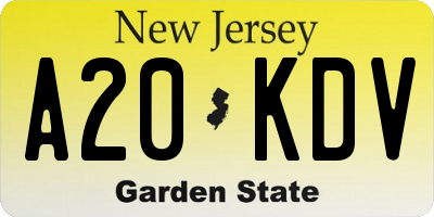 NJ license plate A20KDV