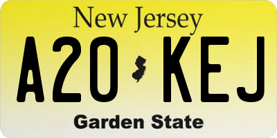 NJ license plate A20KEJ
