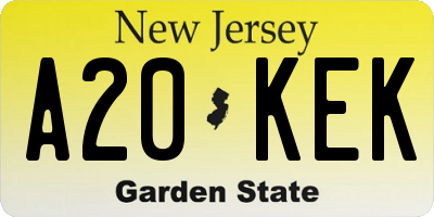 NJ license plate A20KEK
