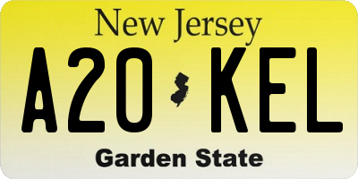 NJ license plate A20KEL