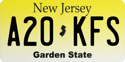NJ license plate A20KFS