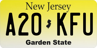 NJ license plate A20KFU
