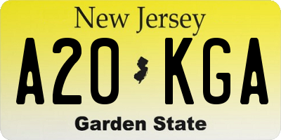 NJ license plate A20KGA