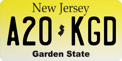 NJ license plate A20KGD