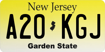NJ license plate A20KGJ