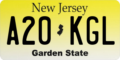NJ license plate A20KGL