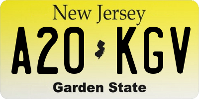 NJ license plate A20KGV