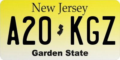 NJ license plate A20KGZ