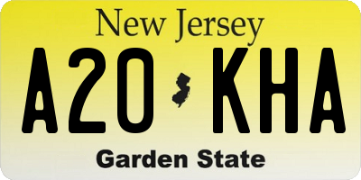 NJ license plate A20KHA