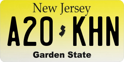 NJ license plate A20KHN