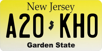 NJ license plate A20KHO