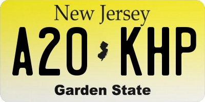 NJ license plate A20KHP