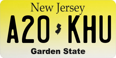 NJ license plate A20KHU
