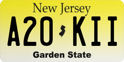NJ license plate A20KII