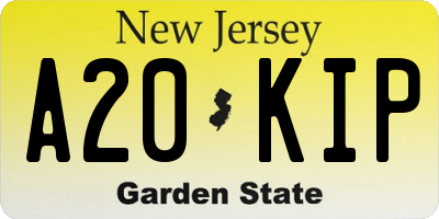 NJ license plate A20KIP