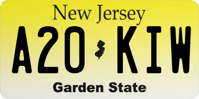 NJ license plate A20KIW
