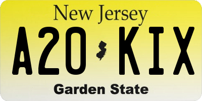 NJ license plate A20KIX