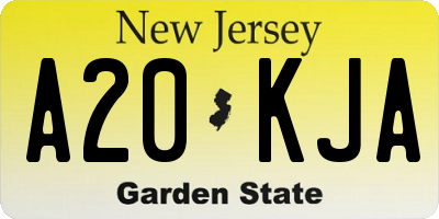 NJ license plate A20KJA