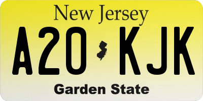 NJ license plate A20KJK