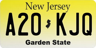 NJ license plate A20KJQ