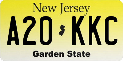 NJ license plate A20KKC