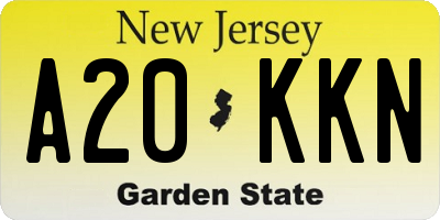 NJ license plate A20KKN
