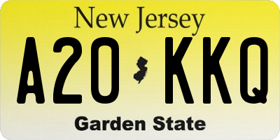 NJ license plate A20KKQ