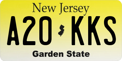 NJ license plate A20KKS
