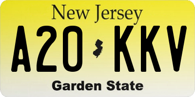 NJ license plate A20KKV