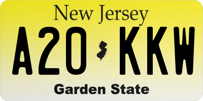 NJ license plate A20KKW