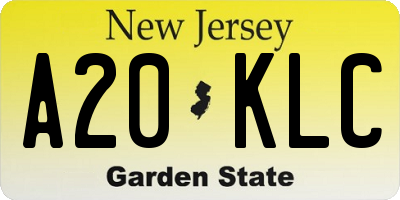 NJ license plate A20KLC