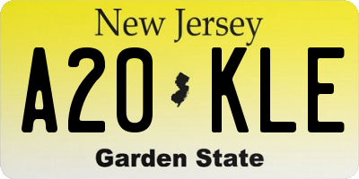 NJ license plate A20KLE