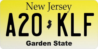 NJ license plate A20KLF