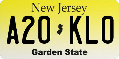 NJ license plate A20KLO