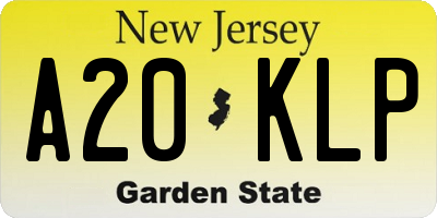 NJ license plate A20KLP