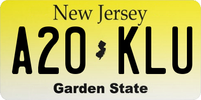 NJ license plate A20KLU