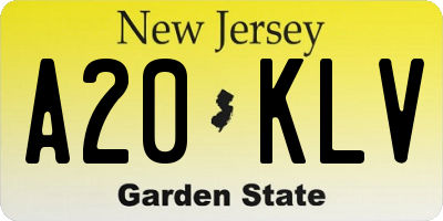 NJ license plate A20KLV