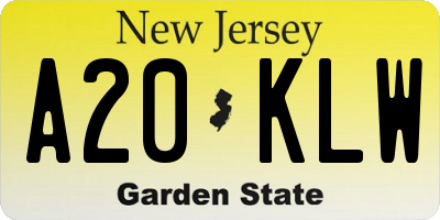 NJ license plate A20KLW